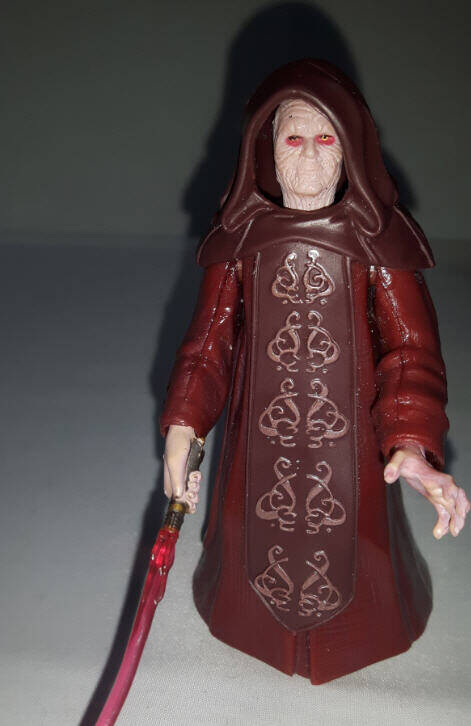 Darth Sidious Glowing Force Lightning with lightsaber