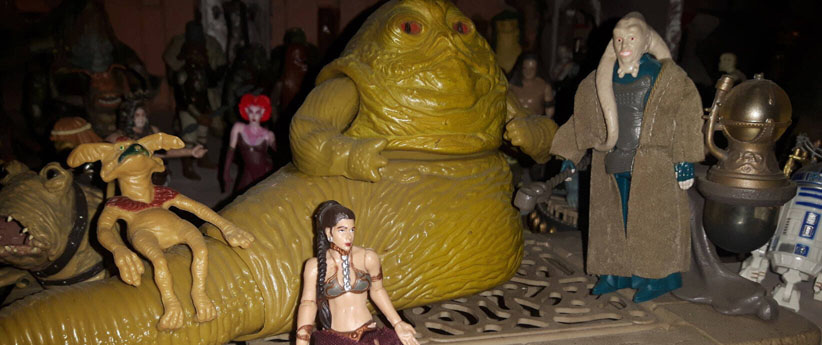 Jabba the Hutt Playset front with Bib Fortuna and Salacious Crumb