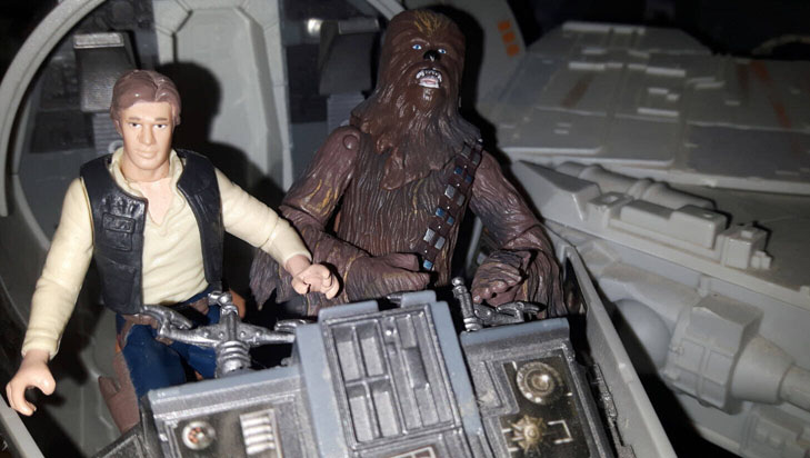 Han and Chewie millennium Falcon cockpit