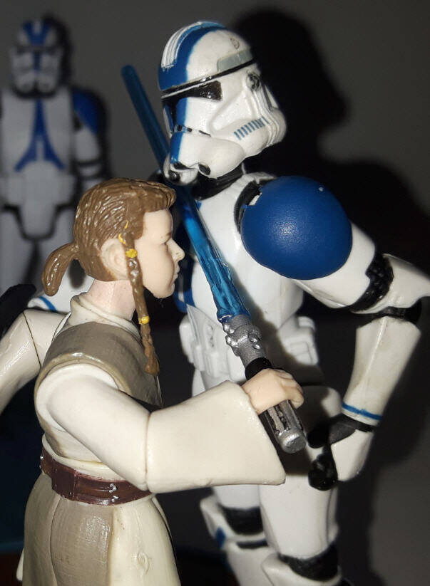 Zett Jukassa Jedi Padawan slaying Clone Trooper